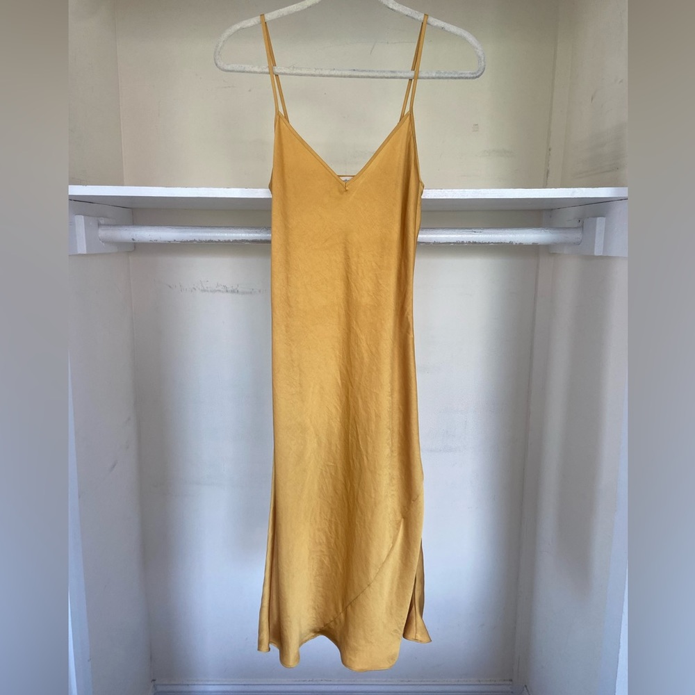 Aritzia Gold Midi Slip Dress